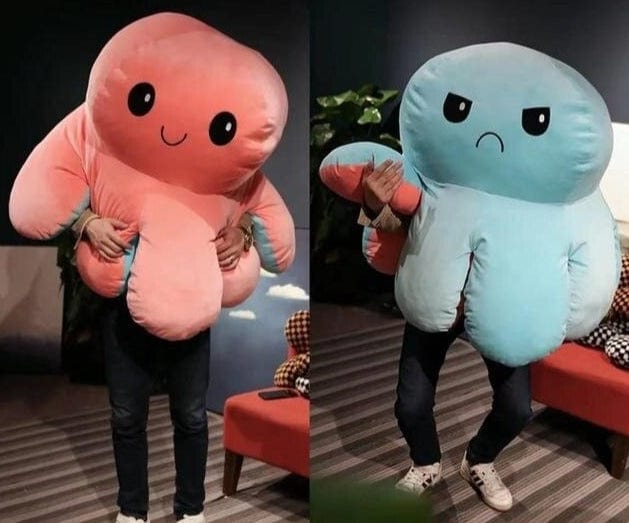 La pieuvre géante - peluche réversible 20cm / Rose/Bleu